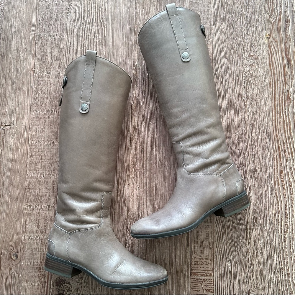 Sam Edelman Penny Leather Riding Boot Grey Size 6.5